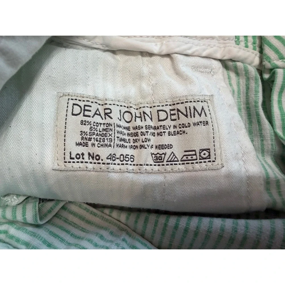 Women's‎ Dear John Classic Pin Striped Cuffed Green Shorts, Size 27